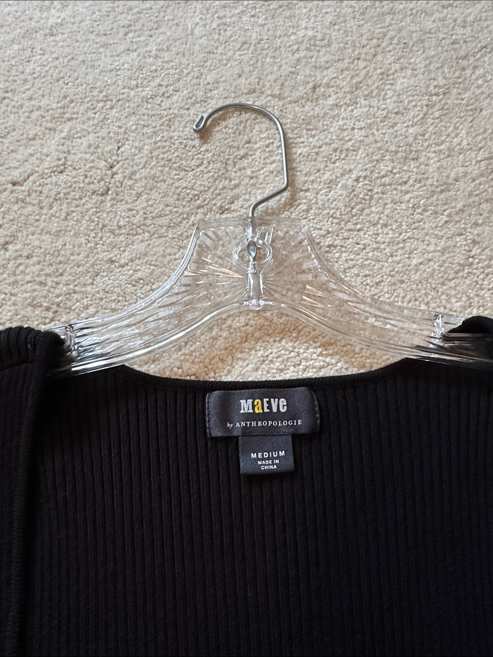 Anthropologie Maeve Black Ribbed Crewneck Sweater